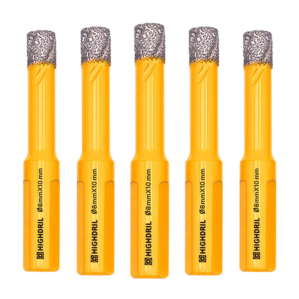 HIGHDRIL Diamond Vacuum Brazed Triangular Shank Drill Bits for Granite Marble Masonry Hard Plastic Glass Ceramic Dia 6/8/10mm