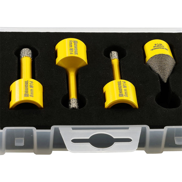 HIGHDRIL Diamond Core Bit 4pcs/set Dia 6/6/8mm Drill Bit+20mm Chamfer Bit Porcelain Granite Marble Stone M14 Thread