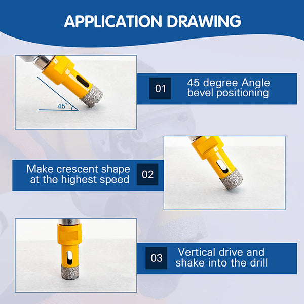 HIGHDRIL Diamond Vacuum Brazed U-groove Tooth Shape Drilling Bits with M14 Thread for Ceramic Granite Marble Stone Concrete Dia 6-125mm