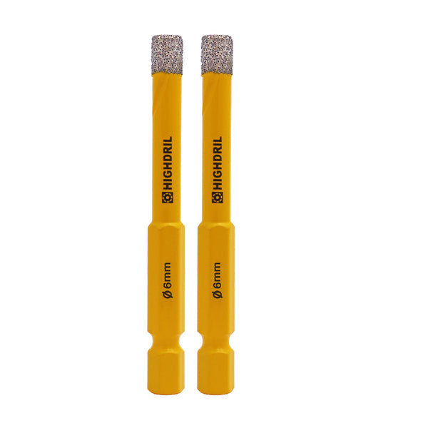 HIGHDRIL Diamond Vacuum Brazed Quick-fit Shank Drill Bits for Granite Marble Masonry Hard Plastic 6/8/10/12/14mm