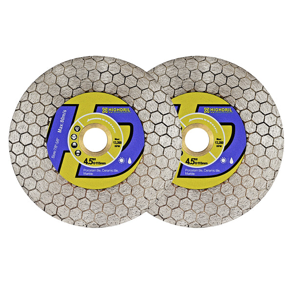 HIGHDRIL Dry Double-Side Diamond Cutting Grinding Blade for Ceramic Tile Marble Dia 4"/ 4.5''/5"