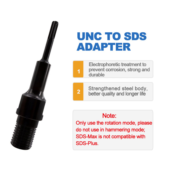 HIGHDRIL 1 1/4"-7 UNC Male Thread(Include 1/2 BSP Female Thread)to SDS PLUS Shank