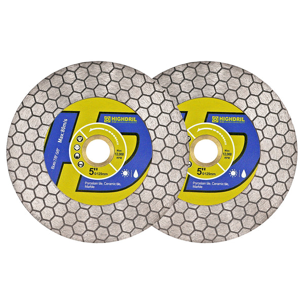 HIGHDRIL Dry Double-Side Diamond Cutting Grinding Blade for Ceramic Tile Marble Dia 4"/ 4.5''/5"