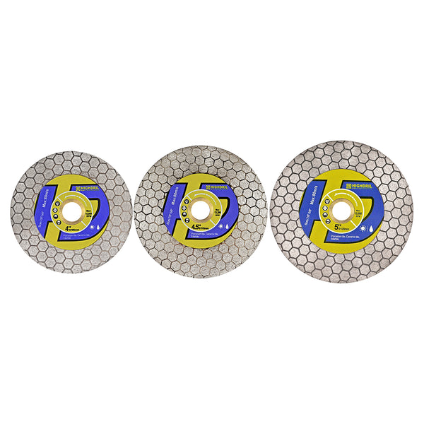 HIGHDRIL Dry Double-Side Diamond Cutting Grinding Blade for Ceramic Tile Marble Dia 4"/ 4.5''/5"