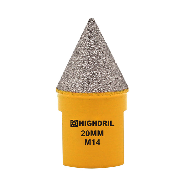 HIGHDRIL Diamond Vacuum Brazed Chamfer Milling Bits with 5/8-11 or M14 Thread for Enlarge Grind Polishing Existing Holes in Tile Porcelain Ceramic 20/35/50/82mm