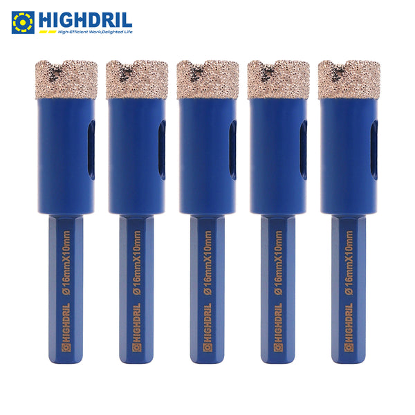 HIGHDRIL Diamond Vacuum Brazed Hexagon Shank Drill Bits for Granite Marble Masonry Hard Plastic Dia 6-38mm