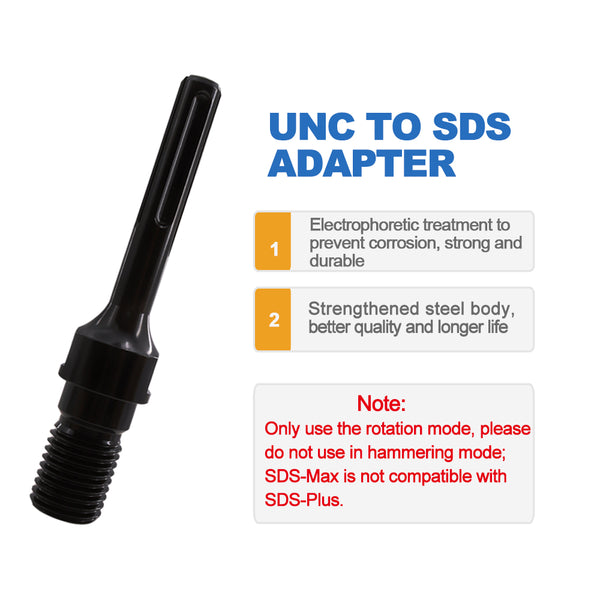HIGHDRIL 1 1/4"-7 UNC Male Thread(Include 1/2 BSP Female Thread)to SDS MAX Shank