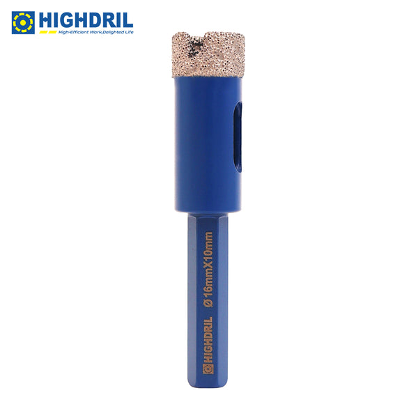 HIGHDRIL Diamond Vacuum Brazed Hexagon Shank Drill Bits for Granite Marble Masonry Hard Plastic Dia 6-38mm