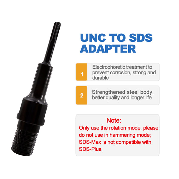 HIGHDRIL 1 1/4"-7 UNC Male Thread(Include 1/2 BSP Female Thread)to SDS PLUS Shank