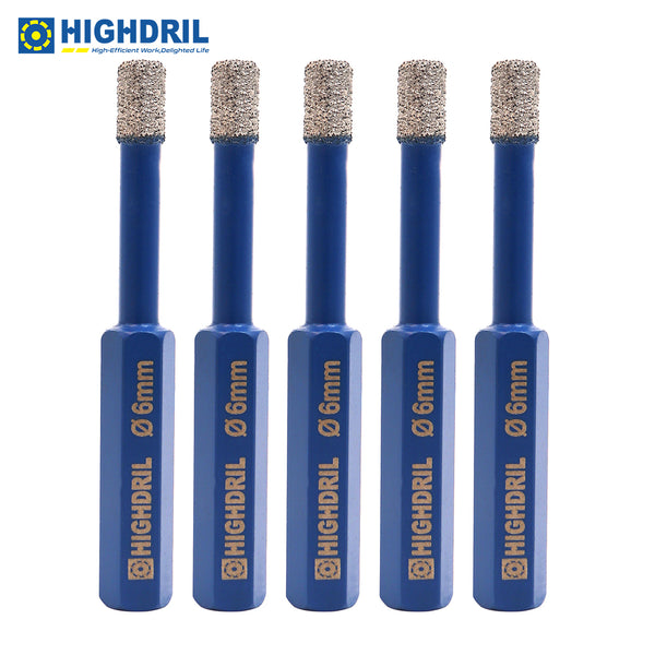 HIGHDRIL Diamond Vacuum Brazed Hexagon Shank Drill Bits for Granite Marble Masonry Hard Plastic Dia 6-38mm