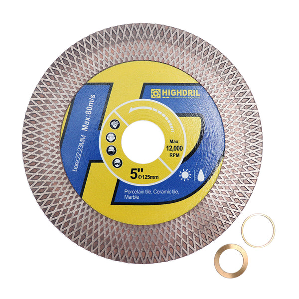 HIGHDRIL Diamond Hot Pressed Sintering Double-sides X Mesh Cutting Disc for Quartz Granite Ceramic Marble Tile 4''/4.5''/5''