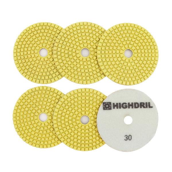 HIGHDRIL Wet Diamond Polishing Pads for Granite Marble Ceramic Dia 4 inch/100mm 6pcs/set