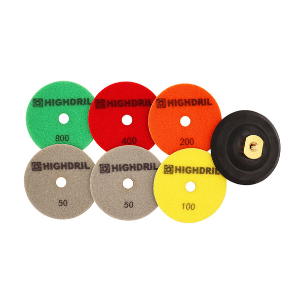 HIGHDRIL Wet Diamond Polishing Pads for Granite Marble Ceramic Dia 4 inch/100mm 6pcs/set