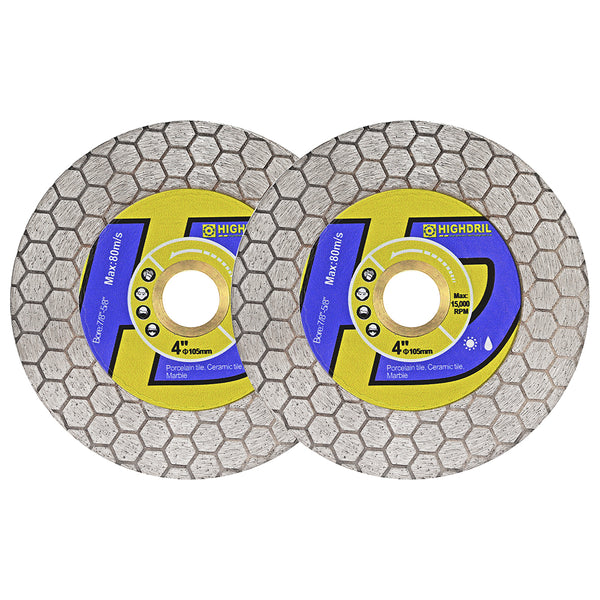 HIGHDRIL Dry Double-Side Diamond Cutting Grinding Blade for Ceramic Tile Marble Dia 4"/ 4.5''/5"