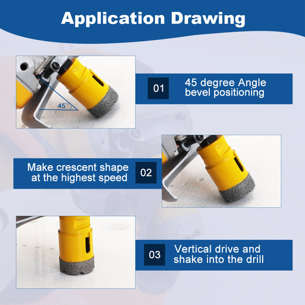 HIGHDRIL Diamond Drill Bits Kit with 5/8-11 Thread for Drill Core Holes On Porcelain Tile Granite Marble 1set/7pcs