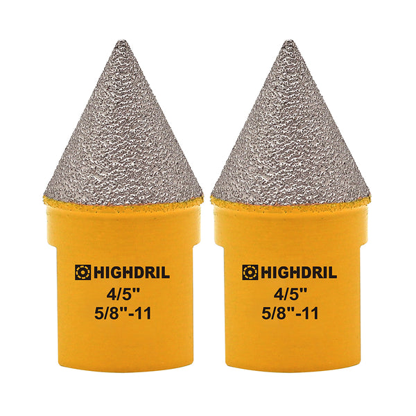 HIGHDRIL Diamond Vacuum Brazed Chamfer Milling Bits with 5/8-11 or M14 Thread for Enlarge Grind Polishing Existing Holes in Tile Porcelain Ceramic 20/35/50/82mm