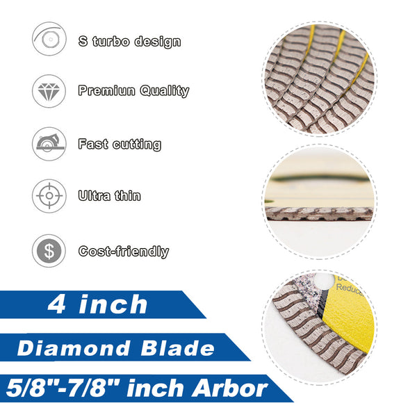 HIGHDRIL Diamond Super Thin S Ripple Saw Blade for Ceramic Tile Granite Marble Dia 4''/4.5''/5''/6''/7''/8''/9''/10''