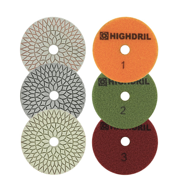 HIGHDRIL Diamond Wet Polishing Pads Resin Bond Sanding Disc Grinding Wheel for Granite Marble Ceramic Artifical Stone Dia100mm