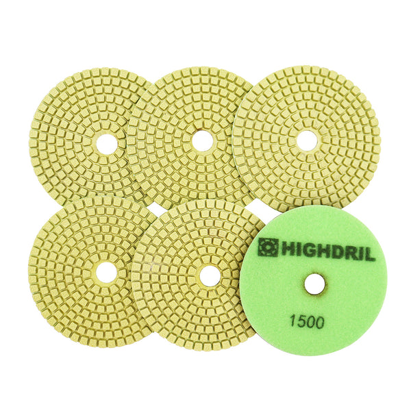 HIGHDRIL Wet Diamond Polishing Pads for Granite Marble Ceramic Dia 4 inch/100mm 6pcs/set