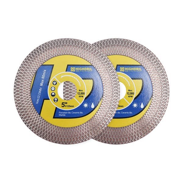 HIGHDRIL Diamond Hot Pressed Sintering Double-sides X Mesh Cutting Disc for Quartz Granite Ceramic Marble Tile 4''/4.5''/5''