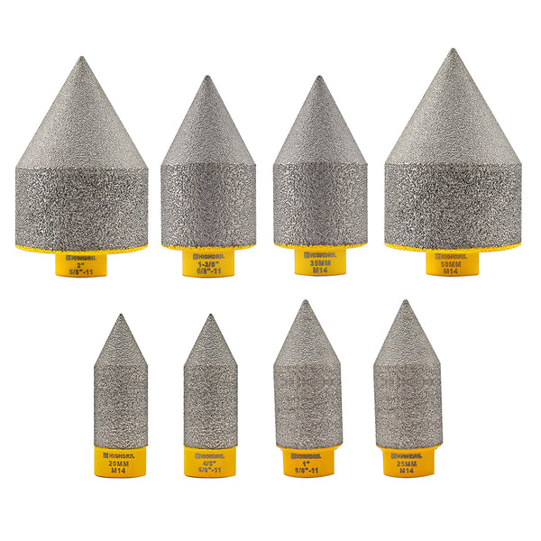 HIGHDRIL Diamond Chamfering Milling Finger Bits 5/8-11 or M14 Thread for Ceramic Porcelain Tile Granite Dia 20/25/35/50mm