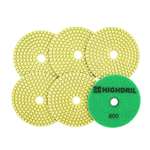 HIGHDRIL Wet Diamond Polishing Pads for Granite Marble Ceramic Dia 4 inch/100mm 6pcs/set