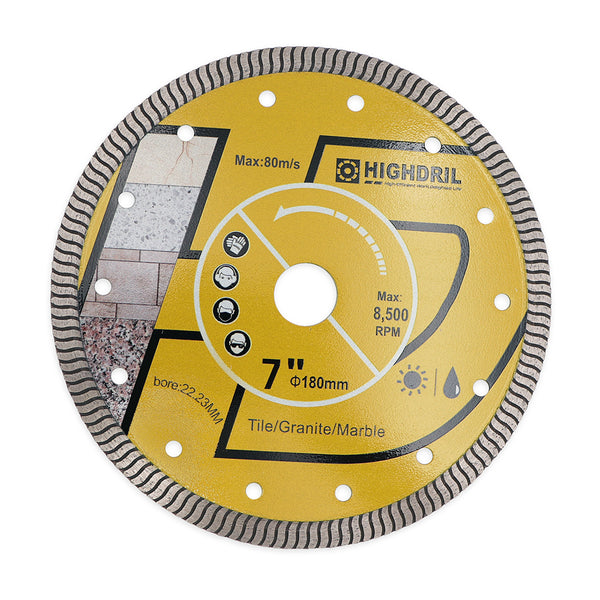 HIGHDRIL Diamond Super Thin S Ripple Saw Blade for Ceramic Tile Granite Marble Dia 4''/4.5''/5''/6''/7''/8''/9''/10''