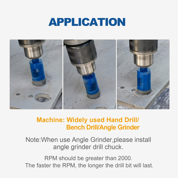 HIGHDRIL Diamond Drill Bits 10pcs 6/8/10/12/16/20/25/30/32mm Core Bit+35mm Chamfer Ceramic Marble Granite Hexagon Shank