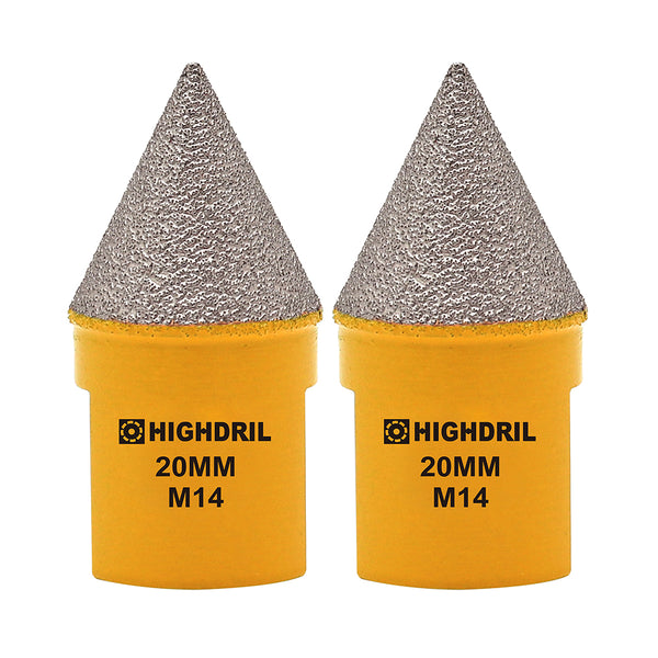 HIGHDRIL Diamond Vacuum Brazed Chamfer Milling Bits with 5/8-11 or M14 Thread for Enlarge Grind Polishing Existing Holes in Tile Porcelain Ceramic 20/35/50/82mm