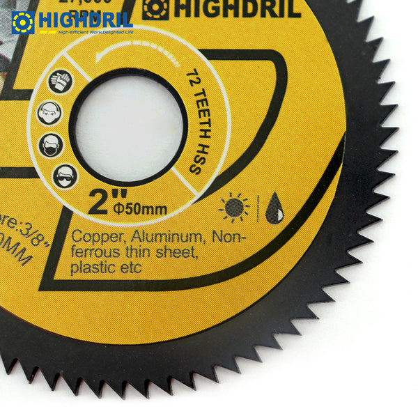 HIGHDRIL High Speed Metal Saw Blades Dia 2"/50mm for Soft Metal Copper Aluminium Wood Plastic Cutting Disc