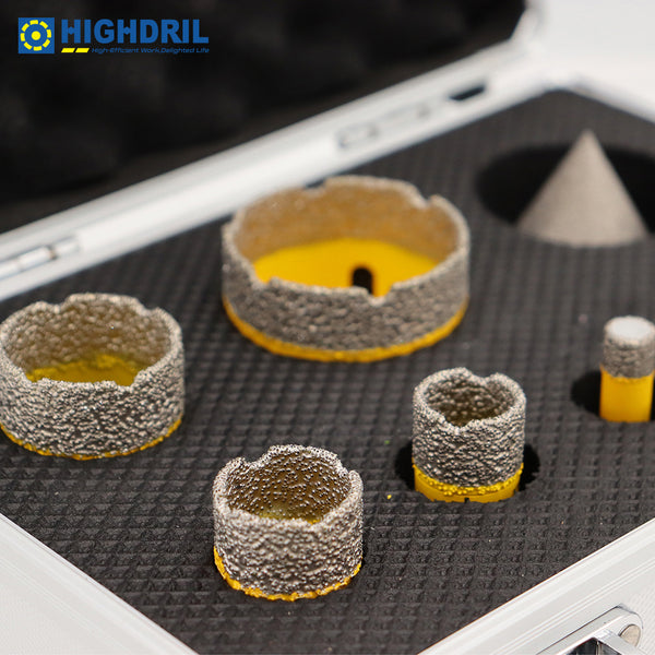 HIGHDRIL Diamond Drill Bits 8pcs/Box 6/8/10/20/25/35/50mm Core Bit+2" Chamfer Bit Porcelain Granite Marble Hole Saw M14 Thread
