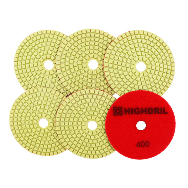 HIGHDRIL Wet Diamond Polishing Pads for Granite Marble Ceramic Dia 4 inch/100mm 6pcs/set