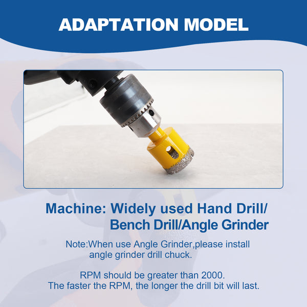 HIGHDRIL Diamond Core Bits Triangle Shanks 11pcs/set Drill Bit+Chamfer Bit Granite Marble Ceramic Vacuum Brazing Hole Saw