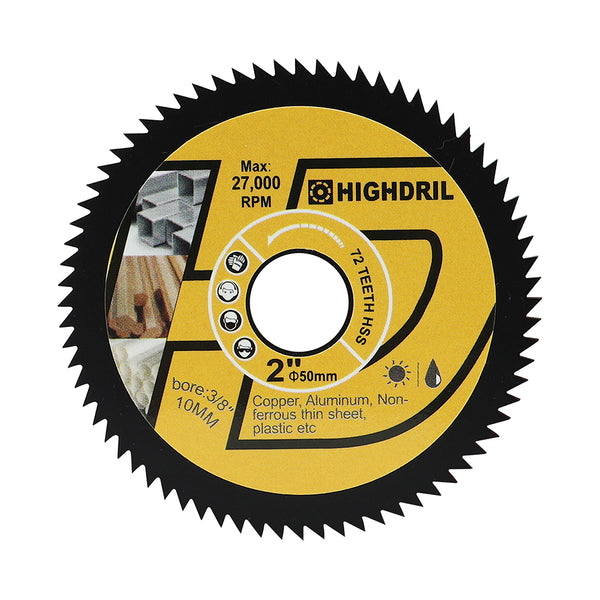 HIGHDRIL High Speed Metal Saw Blades Dia 2"/50mm for Soft Metal Copper Aluminium Wood Plastic Cutting Disc