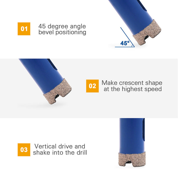 HIGHDRIL Diamond Drill Bits 10pcs 6/8/10/12/16/20/25/30/32mm Core Bit+35mm Chamfer Ceramic Marble Granite Hexagon Shank