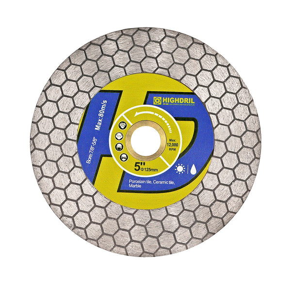 HIGHDRIL Dry Double-Side Diamond Cutting Grinding Blade for Ceramic Tile Marble Dia 4"/ 4.5''/5"