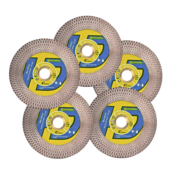 HIGHDRIL Diamond Hot Pressed Sintering Double-sides X Mesh Cutting Disc for Quartz Granite Ceramic Marble Tile 4''/4.5''/5''