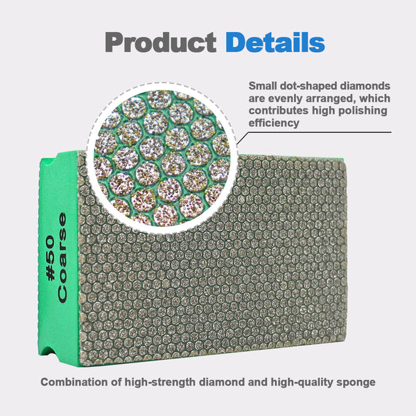 HIGHDRIL Electroplated Hand Polishing Pads for Granite Marble Glass Concrete Grit 50 to Grit 800