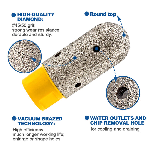 HIGHDRIL Diamond Milling Finger Bit 1pc 10/15/20/25/30/35mm Enlarge Shape for Ceramics Granite Marble Hole Saw M14 or 5/8-11