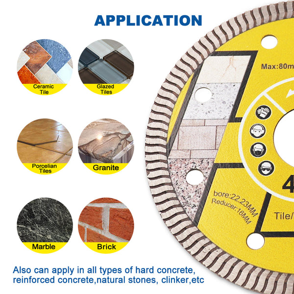 HIGHDRIL Diamond Super Thin S Ripple Saw Blade for Ceramic Tile Granite Marble Dia 4''/4.5''/5''/6''/7''/8''/9''/10''