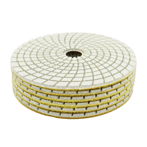 HIGHDRIL Wet Diamond Polishing Pads for Granite Marble Ceramic Dia 5 inch/125mm 6pcs/set