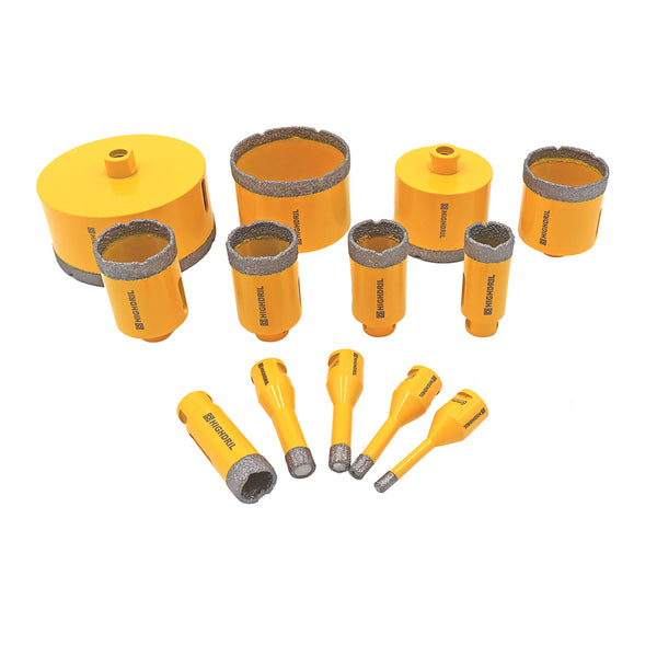 HIGHDRIL Diamond Vacuum Brazed U-groove Tooth Shape Drilling bits with M10 Thread for Ceramic Granite Marble Dia 6-100mm