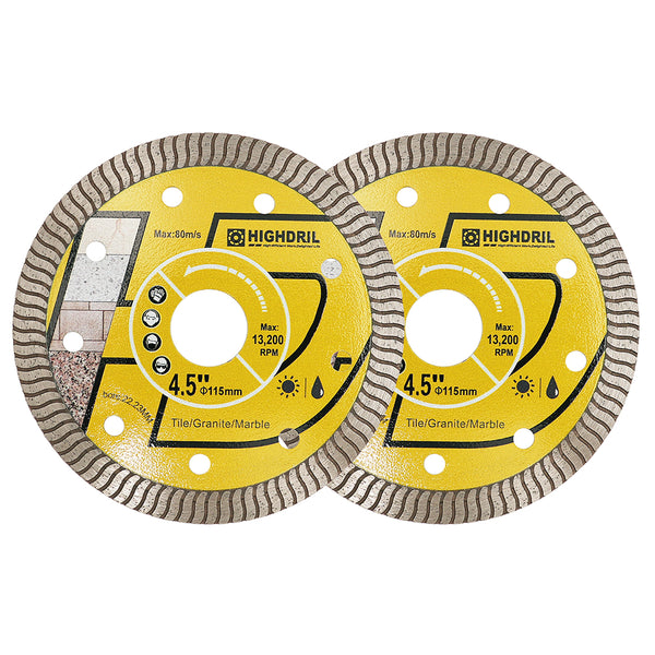 HIGHDRIL Diamond Super Thin S Ripple Saw Blade for Ceramic Tile Granite Marble Dia 4''/4.5''/5''/6''/7''/8''/9''/10''