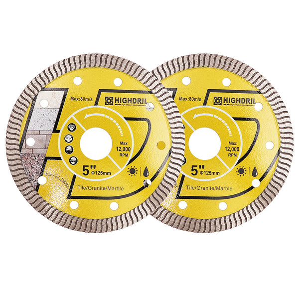 HIGHDRIL Diamond Super Thin S Ripple Saw Blade for Ceramic Tile Granite Marble Dia 4''/4.5''/5''/6''/7''/8''/9''/10''