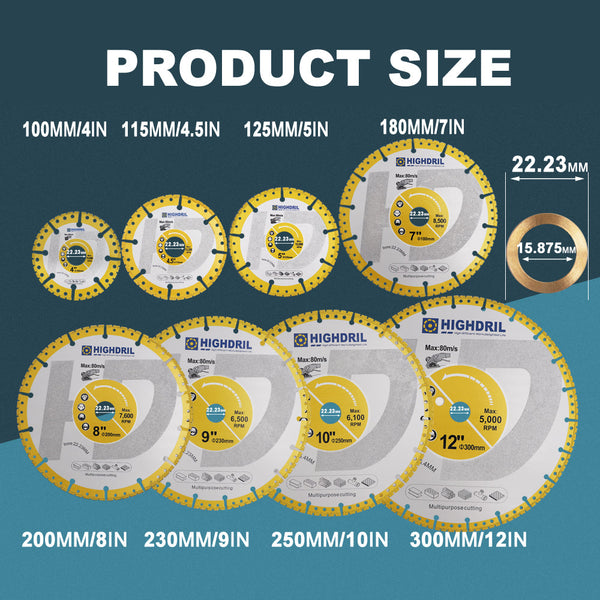 HIGHDRIL Diamond Vacuum Brazing Universal Saw Blade Plating Sand Dry Cutting Disc for Granite Aluminum Masonry Plastic PVC