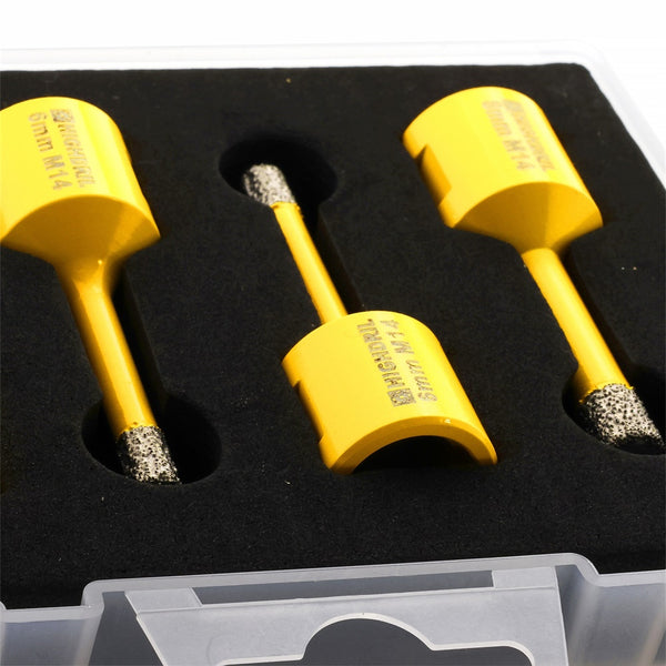 HIGHDRIL Diamond Core Bit 4pcs/set Dia 6/6/8mm Drill Bit+20mm Chamfer Bit Porcelain Granite Marble Stone M14 Thread