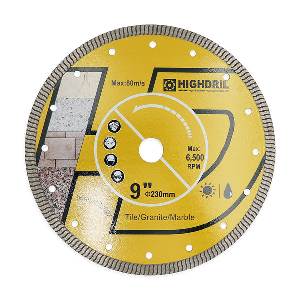 HIGHDRIL Diamond Super Thin S Ripple Saw Blade for Ceramic Tile Granite Marble Dia 4''/4.5''/5''/6''/7''/8''/9''/10''