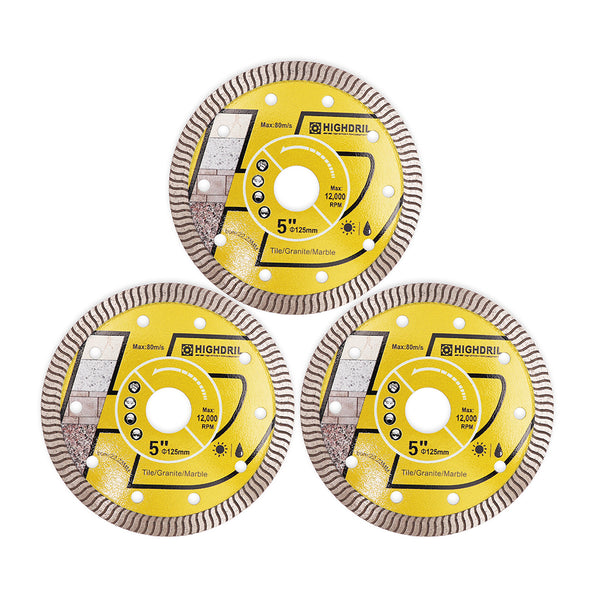 HIGHDRIL Diamond Super Thin S Ripple Saw Blade for Ceramic Tile Granite Marble Dia 4''/4.5''/5''/6''/7''/8''/9''/10''