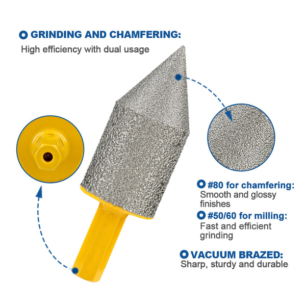 HIGHDRIL Diamond Chamfering Milling Finger Bits 1/2pcs 20/25/35mm Marble Granite Porcelain Tile Ceramic Hole Saw with Hex Shank