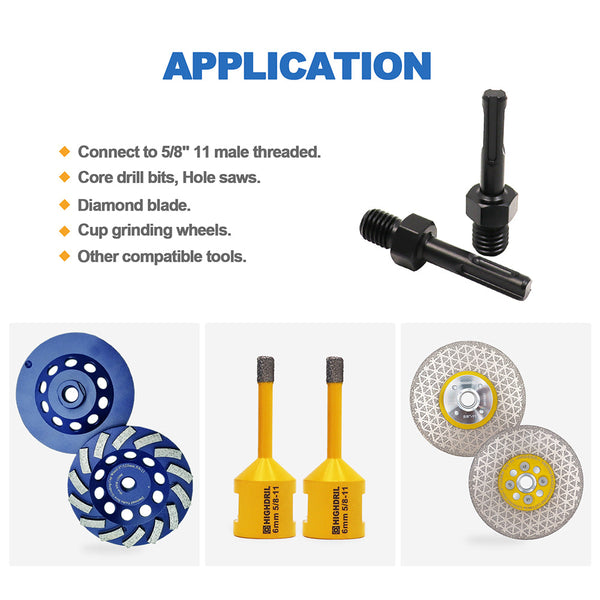 HIGHDRIL Change Thread Converter for M14 or 5/8-11 to SDS Diamond Core Bits